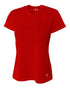 A4 Women's Short Sleeve V-Neck Birds Eye Mesh Tee (NW3254), Color 'Scarlet'